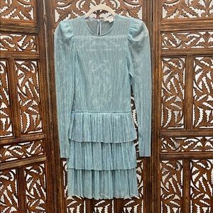 Sabina Musayev Light Blue Long Sleeve Dress